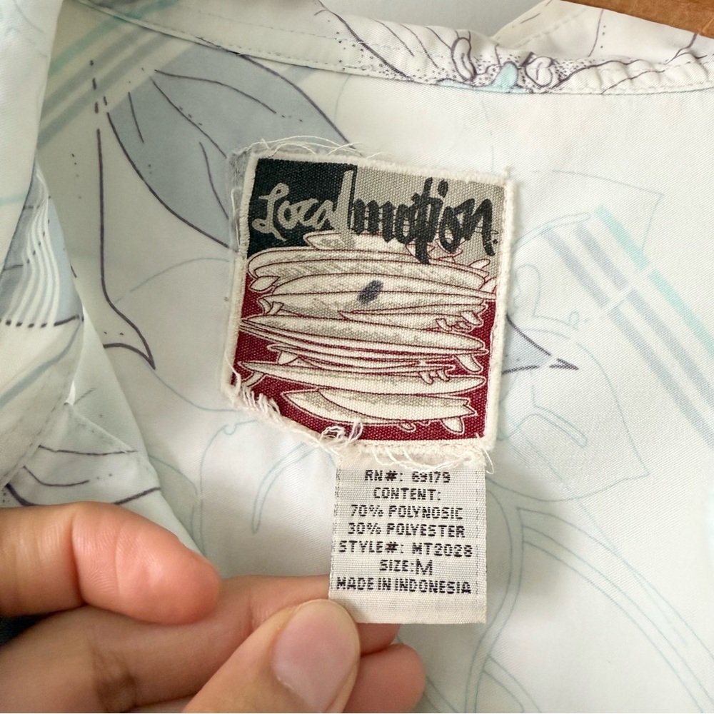 Vintage Local Motion Blue Hawaiian Aloha Flower Shirt Made in Hawaii Mens size M - Picture 3 of 7